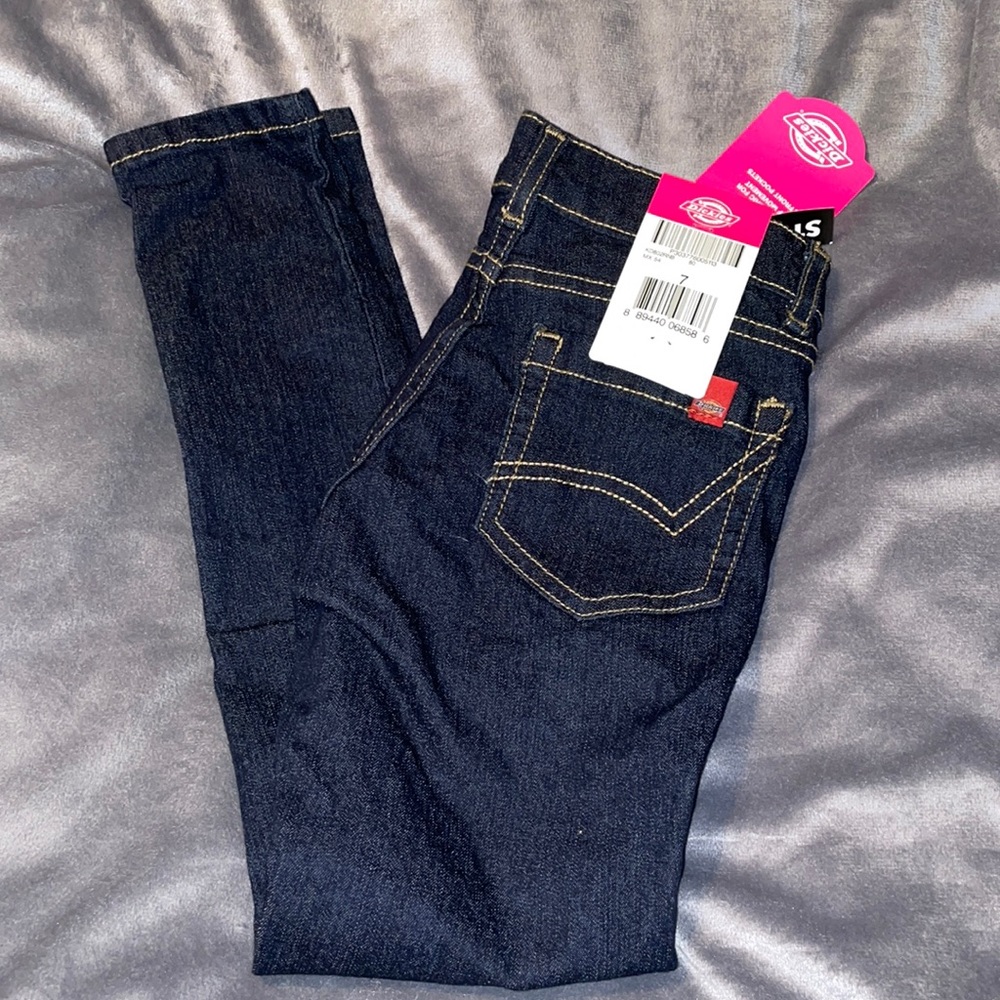 🍰 5/$20 Girls Size 7 Super Skinny Dickies Jeans - Dark Blue - NEW
